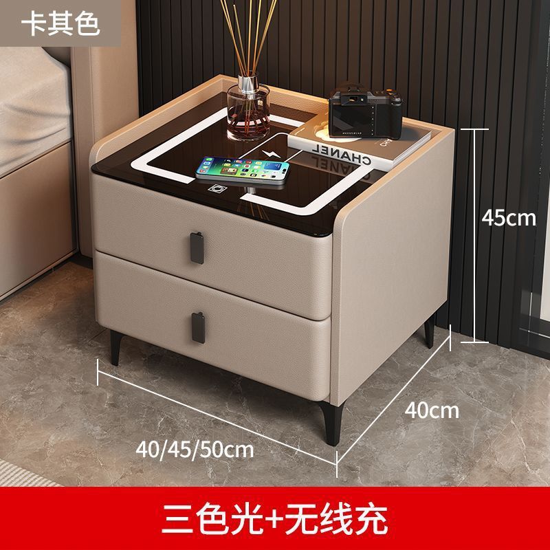 카키색 (2단 서랍) 무선 충전 + 3색 조명