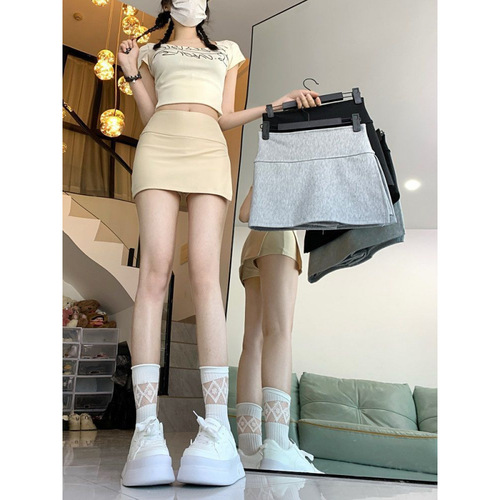 Ladies' Summer Short Skirt with High Waist, Casual Sporty A-Line Skirt for Petite Women, Cheeky Style, Bodycon Skirt with Anti-Bleeding Design