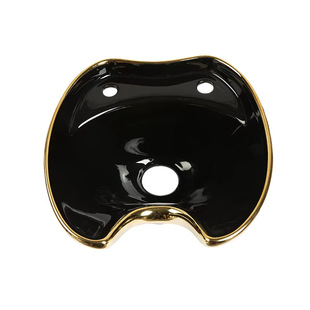Shampoo Bed Ceramic Basin High-End Beauty Salon Shampoo Basin Black Gold Flush Basin