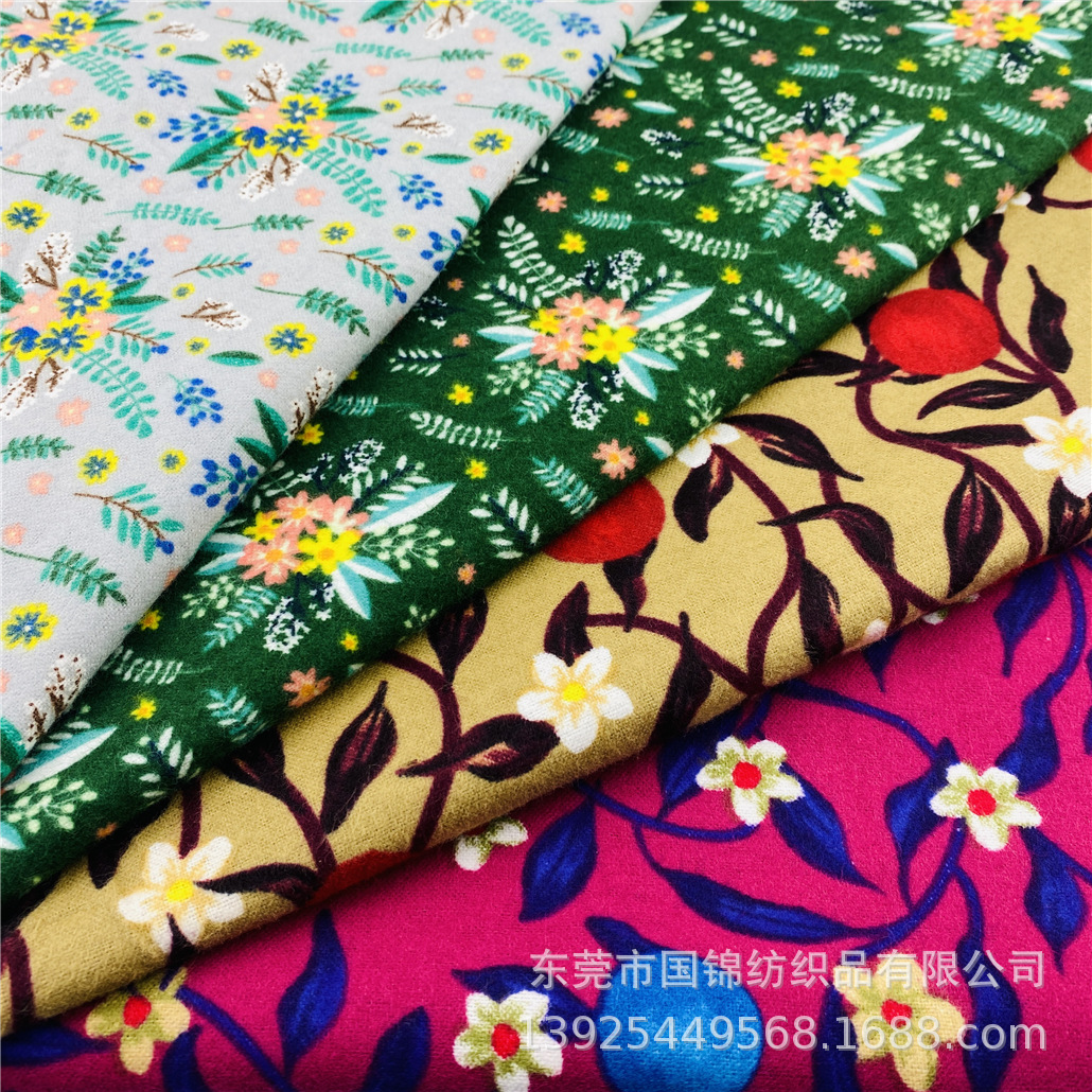 秋冬新款面料 纯棉梭织平纹法兰绒磨毛印花布 宝宝棉衣棉裤面料