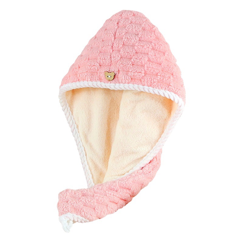 Gorro de secado del cabello de doble capa súper absorbente de secado rápido gorro de ducha sin golpes Toalla de pelo de Punta cerrada engrosada para mujeres Toalla de limpieza del cabello Toalla de secado del cabello