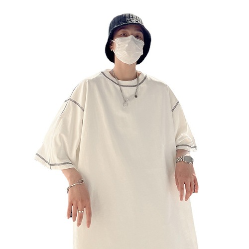 White T-shirt Short-sleeve Men's Summer Design-led Niche American Streetwear Brand Large Size Casual Base T-shirt