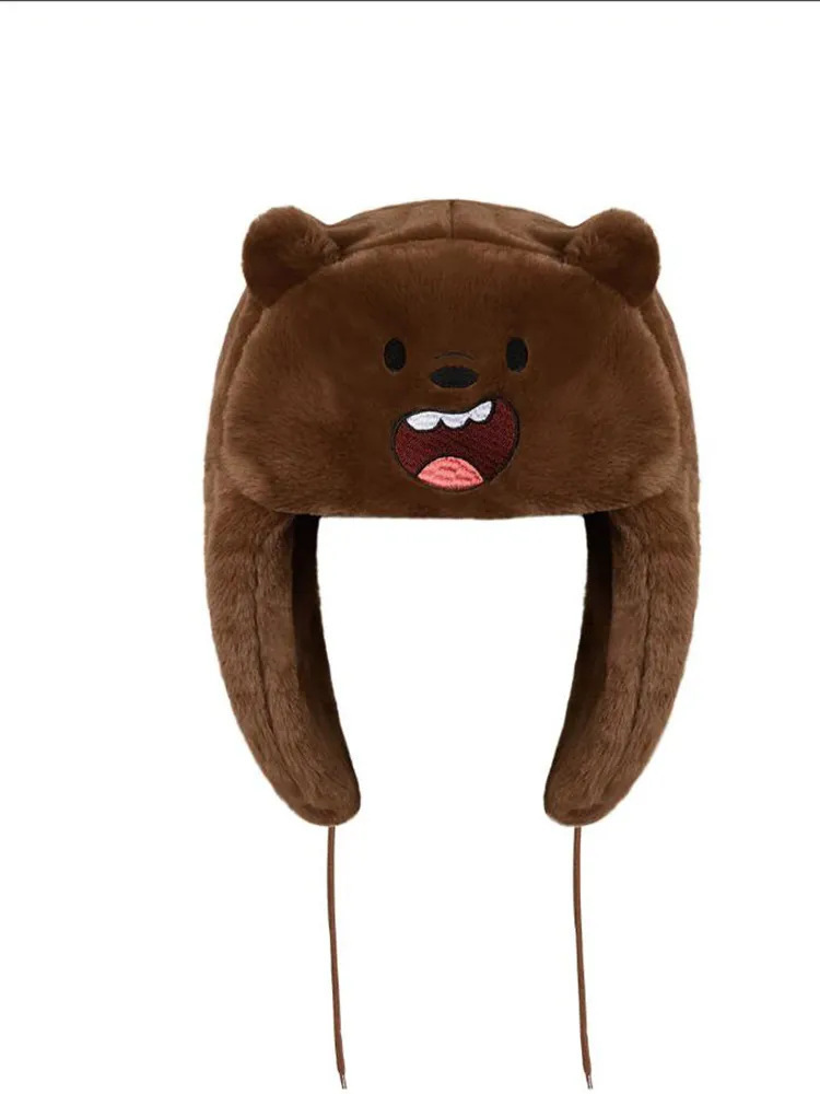 Inventario transfronterizo otoño y invierno nuevo gorro de dibujos animados engrosado para hombres y mujeres lindos gorro de protección de oídos caliente gorro de pelusa fría gorra