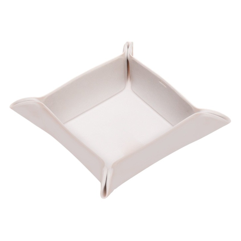Caja de almacenamiento de escritorio de cuero PU, bandeja de almacenamiento plegable para llaves pequeñas, cosméticos y artículos diversos, almacenamiento de pequeños adornos.