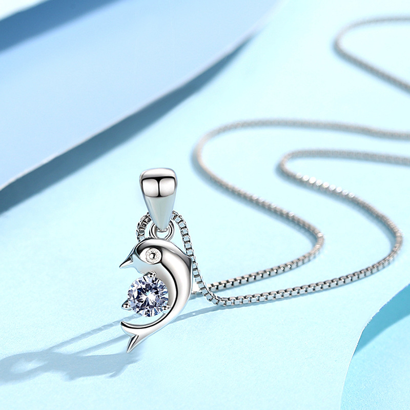 Plata esterlina s925 moda delfín amor colgante nicho diseño novias cumpleaños regalo moda amante joyería de plata al por mayor
