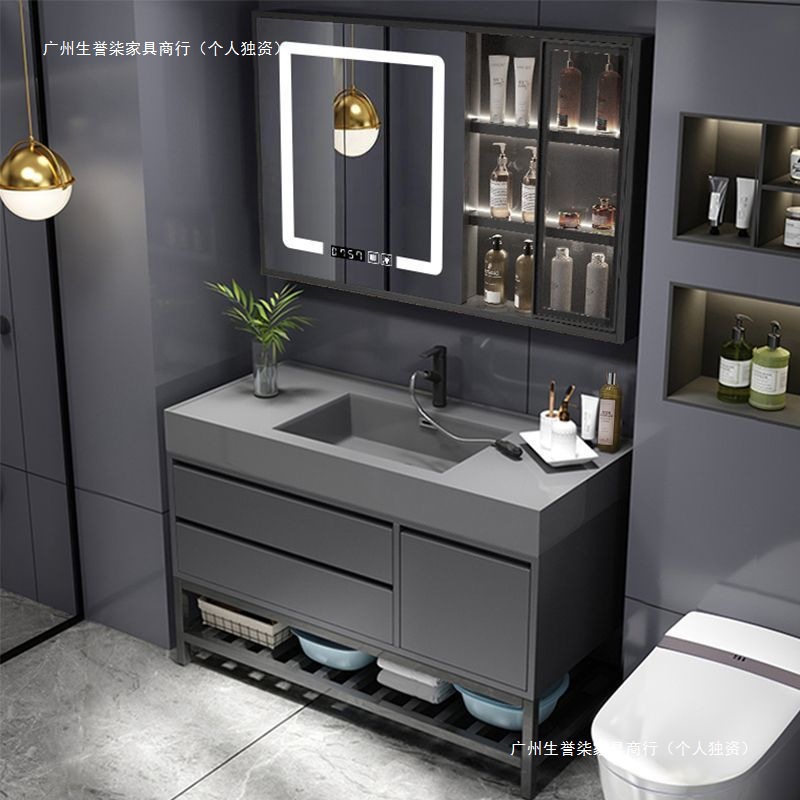Nano Rock Integrated Basin Bathroom Cabinet Washbasin Cabinet Combination Wash Basin Bathroom Wash Countertop Smart Mirror Cabinet