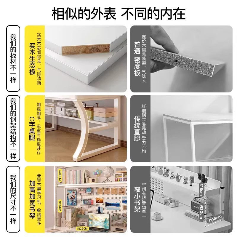 Escritorio de madera maciza, estantería, escritorio de computadora con tablero de agujeros, escritorio de dormitorio doméstico, escritorio de escritura para estudiantes
