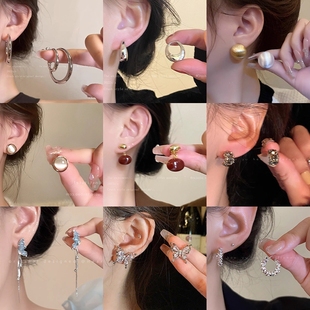 Earrings with a Light Luxury and High-End Feel, 925 Silver Needle Pearl Studs, Elegant Earrings with a Perfect Tassel Design Recommended