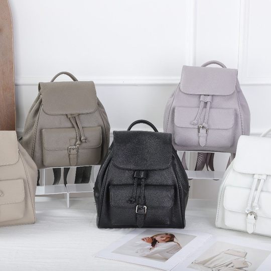 in stock Backpack Niche Design Simple All-match Drawstring Solid Color Casual Backpack