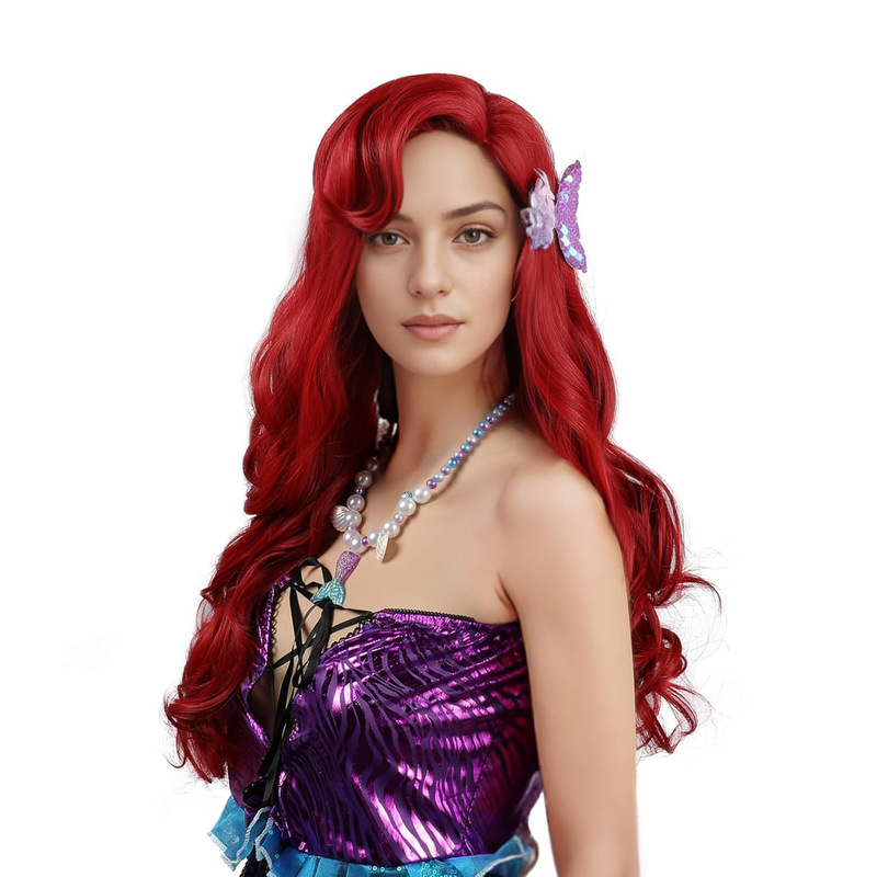 Factory wig direct sale Little Mermaid Ariel Princess red long curly wig cartoon cosplay wig
