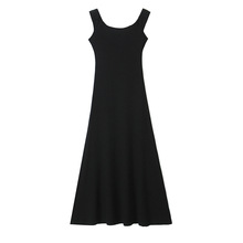 46SX-024黑色连衣裙欧美女装批发2024夏季新款时尚修身显瘦一字肩