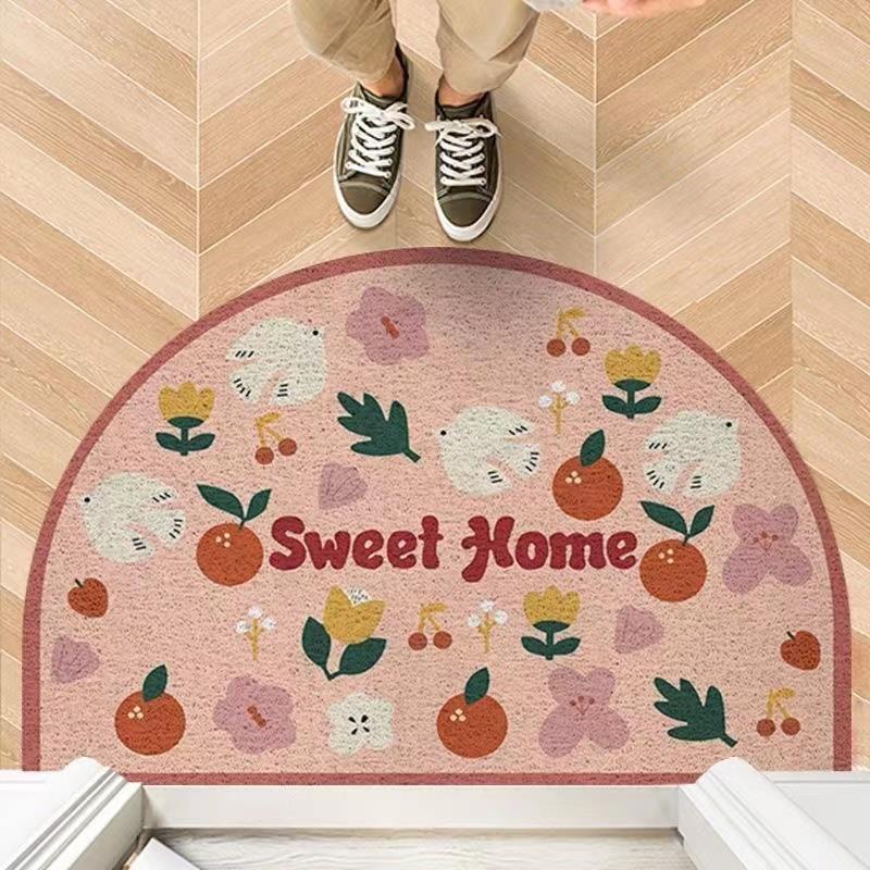 Entrance door silk loop mat, can be cut to size, hallway doormat, semi-circular door mat, non-slip, dirt-resistant