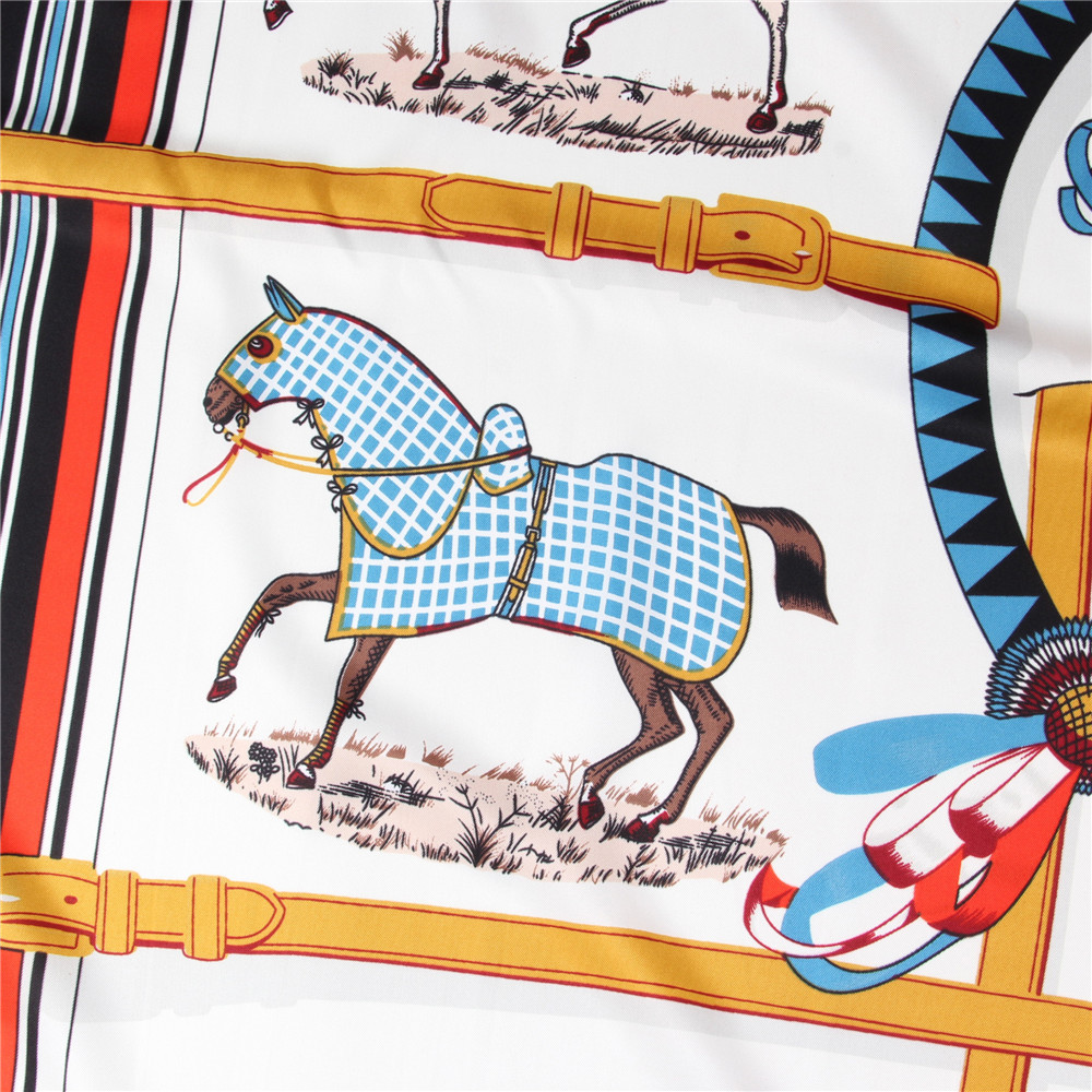 170g Weight Silk Scarf Classification Holiday, Daily Occasion Satin Material Horse Pattern Spring, Autumn Season Women's Gender Printing Design Elegant, Vintage Style Style Women's Elegant Vintage Style Horse Satin Printing Silk Scarf 7