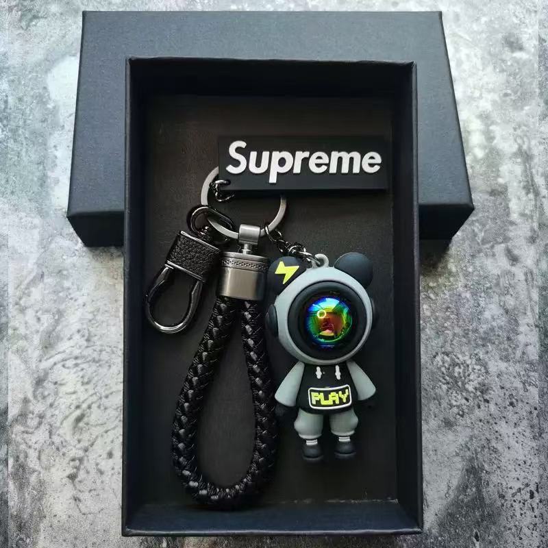 Trendy Starry Sky Lightning Bear Keychain for Men and Women, 3D Doll Couple Style Car Key Backpack Pendant &6