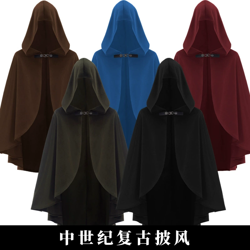 Средневековый плащ с капюшоном Amazon, замшевый плащ на Хэллоуин, халат волшебника, костюм Grim Reaper, косплей