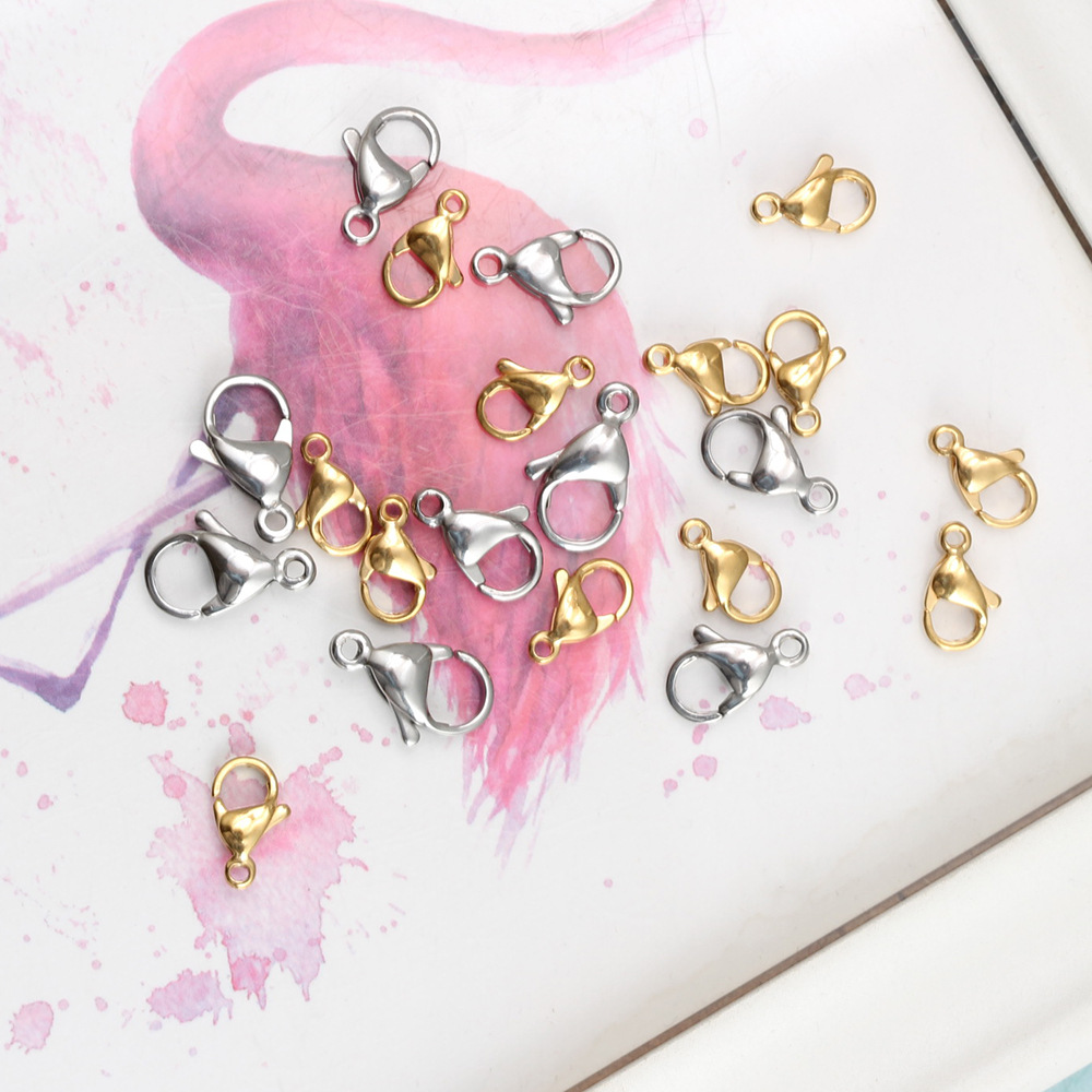 25 Pieces Per Pack 304 Stainless Steel Solid Color Lobster Clasp display picture 1