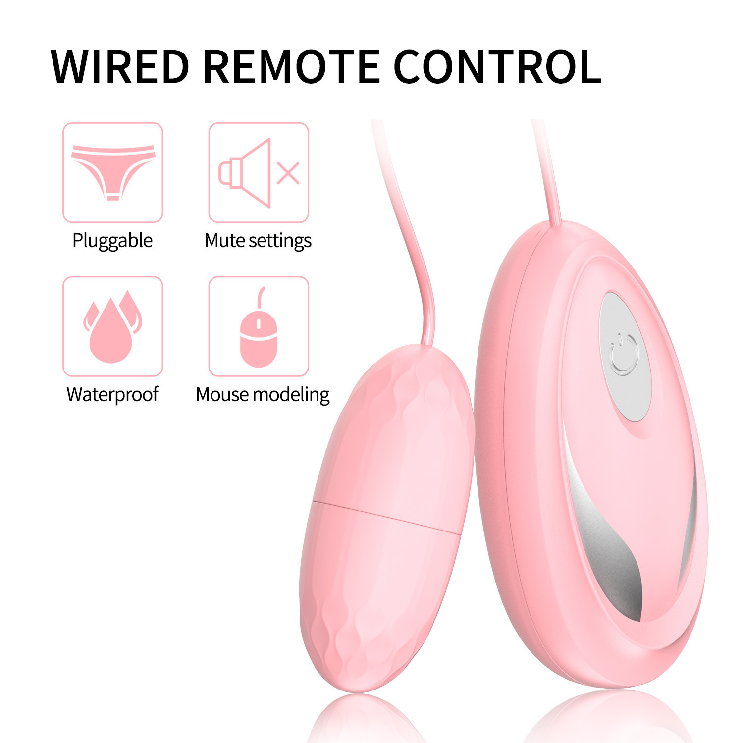 Mouse Remote Control Vibrating Egg – Pink ABS Wearable Bullet with Wireless Remote — detail image 5