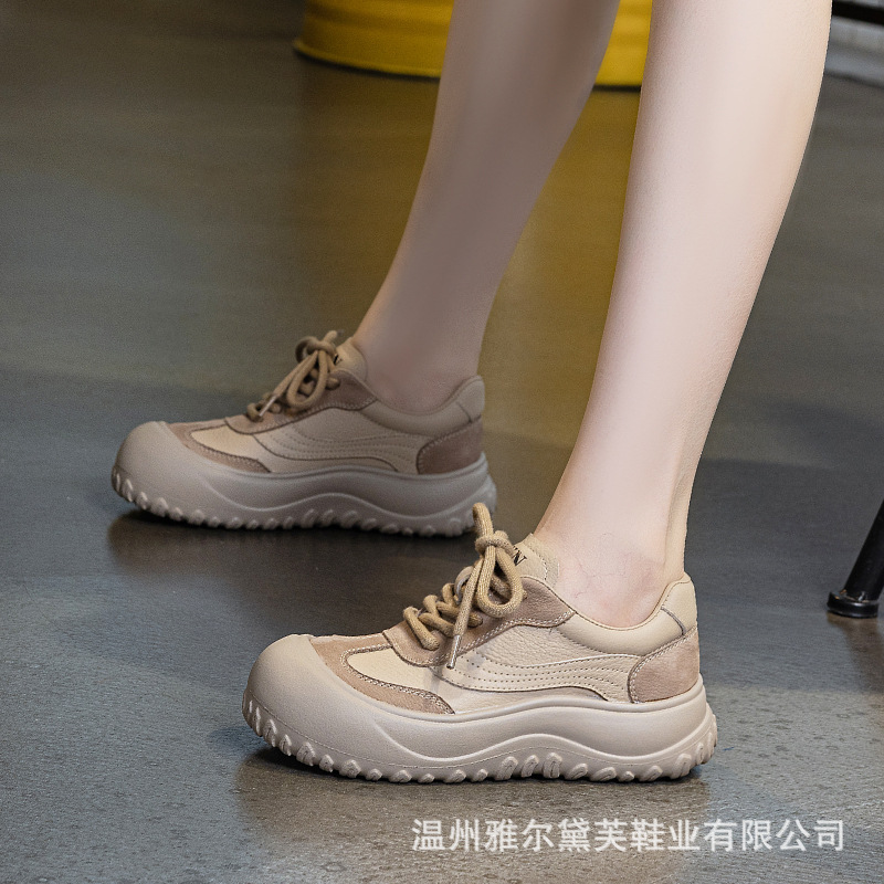 真皮软底大头勃肯鞋女2025秋季新款发泡底复古运动百搭松糕休闲鞋|undefined