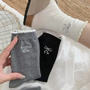 Bow Bubble Mouth Laced Socks Breathable Sweat Absorbing Deodorant Socks Women's Socks
