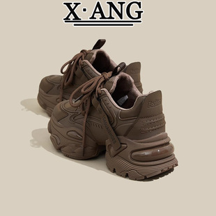 Genuine Leather Dad Shoes for Women 2025 Spring New Fashion Versatile Thick-Soled Inner Height Increasing Women's Shoes Casual Sports Shoes