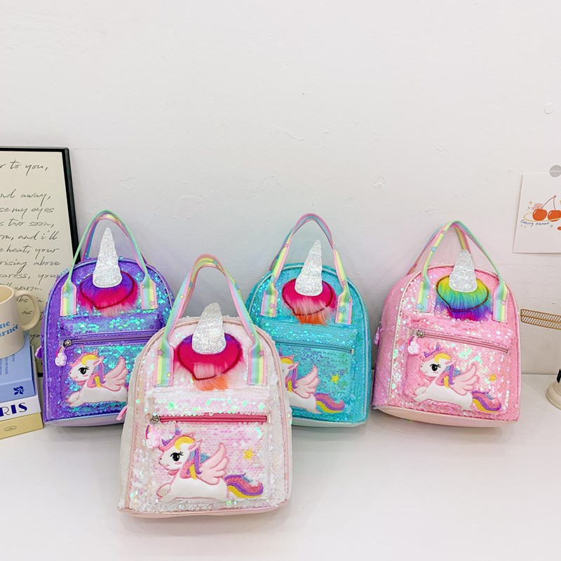Mochila de niña con lentejuelas de moda Dibujos animados lindo pony jardín de infantes mochila para bebé nueva mochila para niños marea