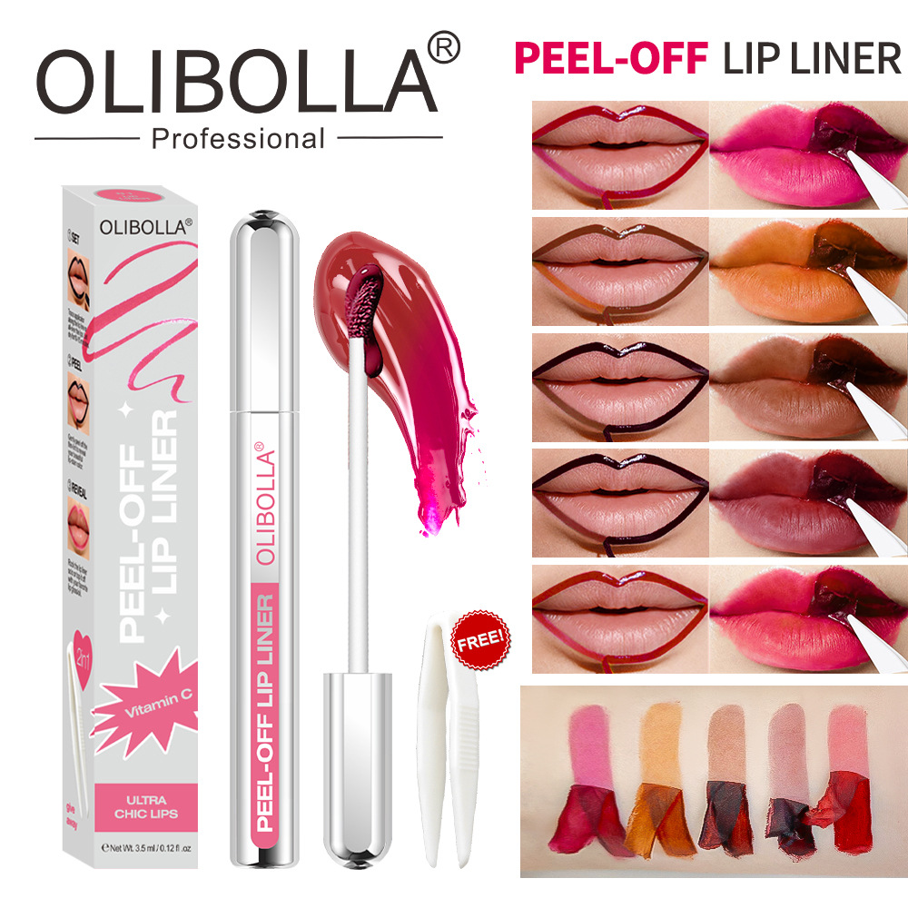 Bolígrafo de delineador de labios de cinco colores OLIBOLLA, mate desprendible, impermeable, no es fácil de desvanecer y teñir, brillo de labios, explosión transfronteriza