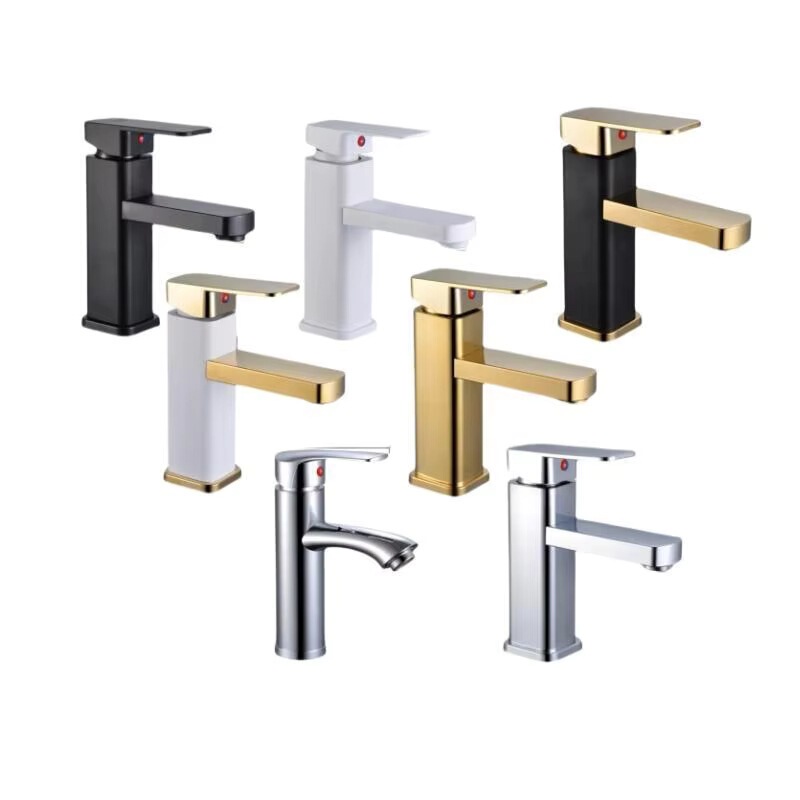 Single-Hole Single-Handle Deck-Mounted Faucet with Hot/Cold Ceramic Valve Core, Suitable for Rectangular Single-Hole Home Use