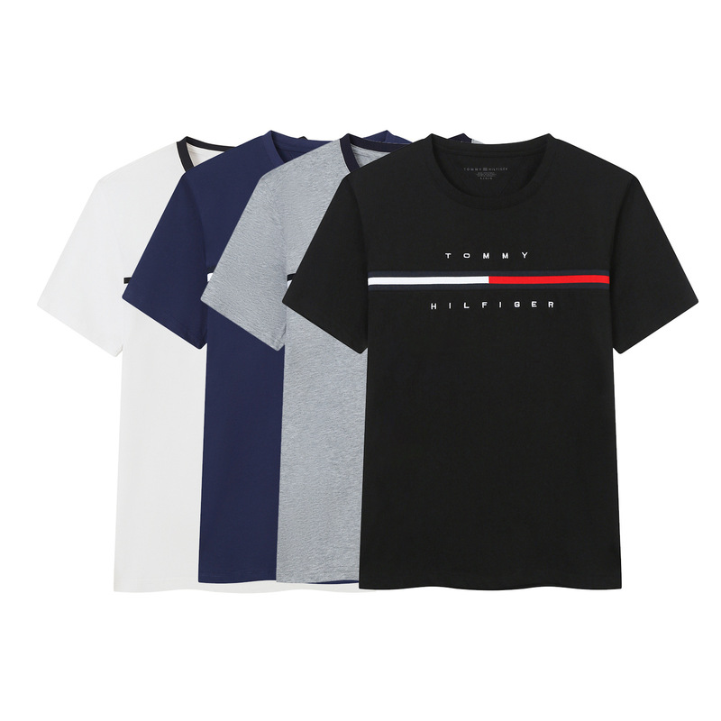 Original Export Surplus 25 Tommy Men's Short-Sleeve Pure Cotton Round-Neck Slim-Fit Solid Color Simple Logo T-Shirt Original Export Surplus 25 Tommy Men's Short-Sleeve Pure Cotton Round-Neck Slim-Fit Solid Color Simple Logo T-Shirt