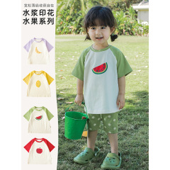 Qiu Duomeng Girls' Cute Fruit T-shirt Summer New Children's Korean Cartoon T-shirt Thin Baby Casual Top