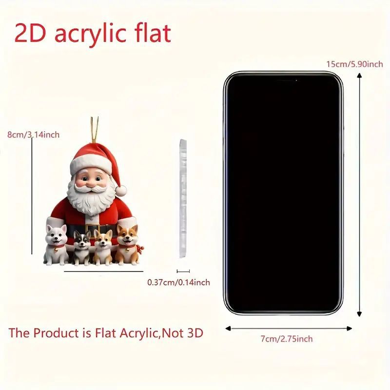 Navidad Papá Noel y cachorro nuevos productos transfronterizos acrílico plano para automóviles decoración interior colgante