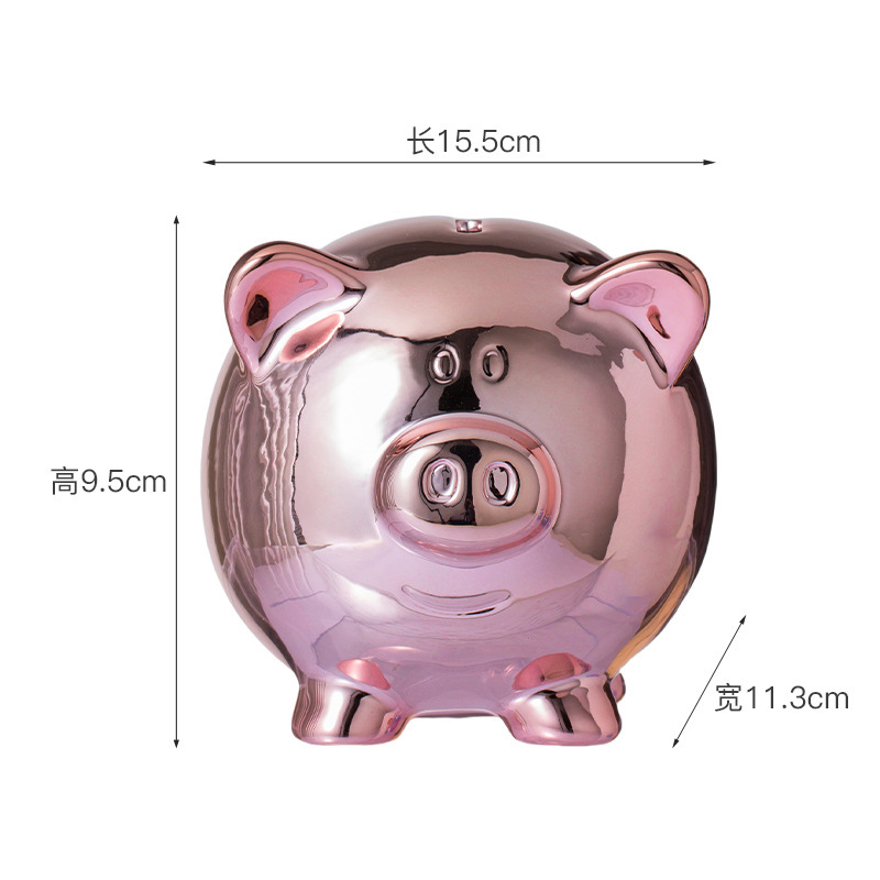 陶器製電気メッキ小豚貯金箱、学生への誕生日プレゼント、リビングの本棚飾り、電気メッキ加工|undefined