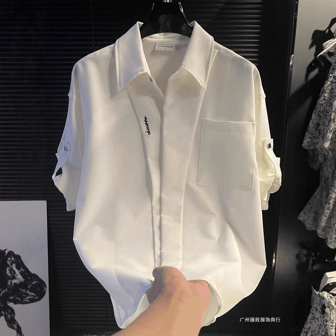 Летняя дизайнерская рубашка, slim fit, стиль высокого качества, тенденции сезона, корейский стиль
