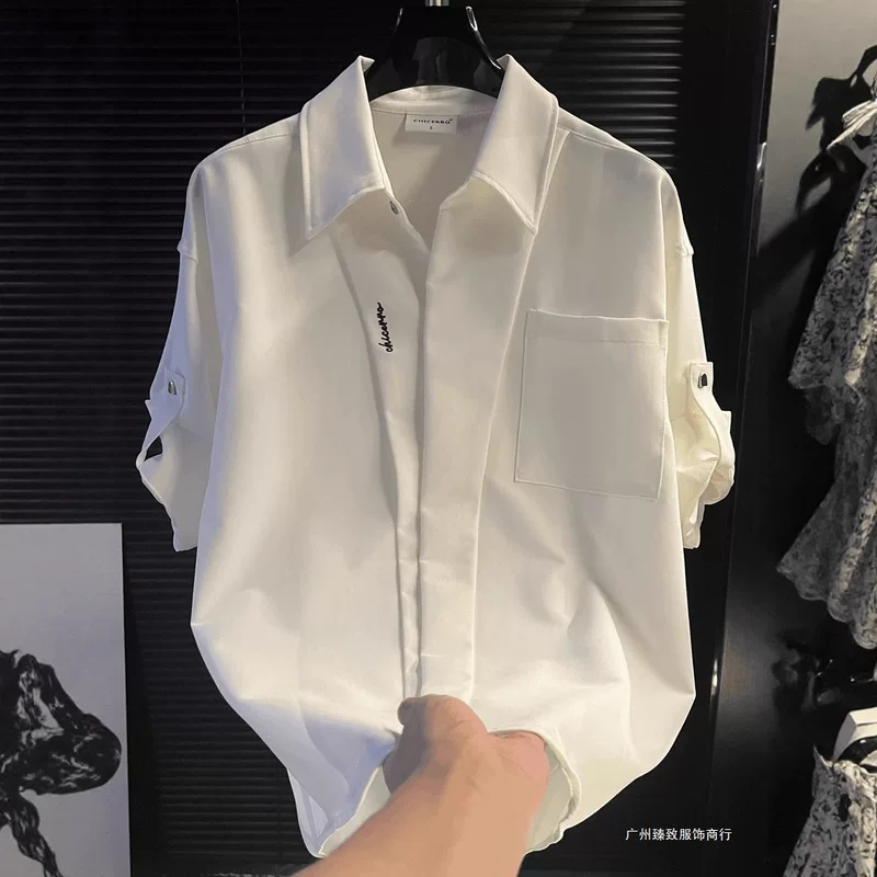 Летняя дизайнерская рубашка, slim fit, стиль высокого качества, тенденции сезона, корейский стиль