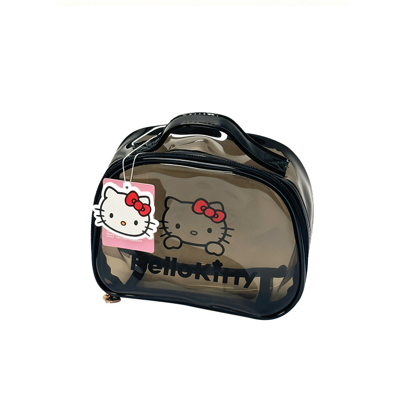 Bonita Hello Kitty Kitty bolsa de maquillaje portátil impermeable de gran capacidad para mujeres bolsa de higiene portátil bolsa de almacenamiento