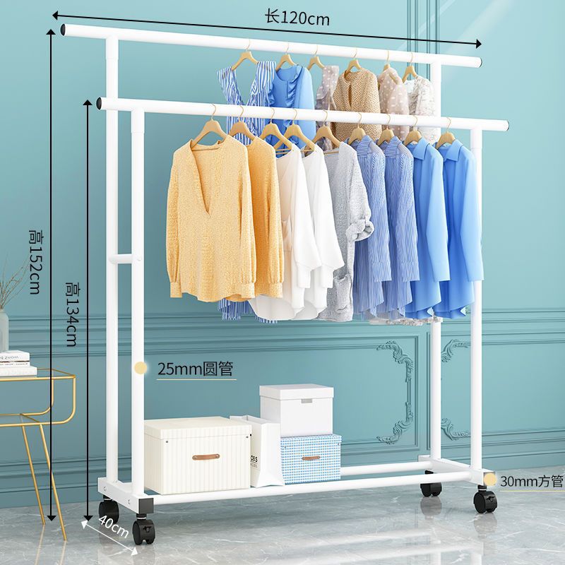 1.2m - 흰색 바퀴가 달린 두꺼운 이중 극 - 파이프 직경 25