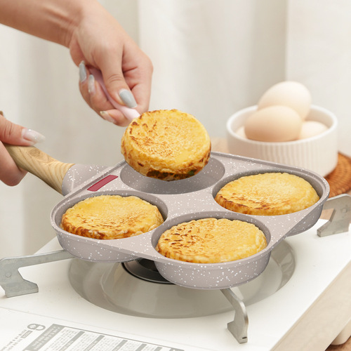 Home Use Maifanstone Four-Hole Egg Pan Kitchen Flat Pan Non-Stick Pan Breakfast Egg Burger Small Fry Pan Steak Pan