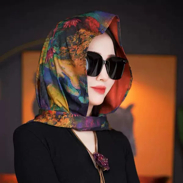 All-Match Fashion Rib Satin Silk Scarf Hat Ribbon Windproof Scarf Multifunctional Temperament Silk Scarf Sunscreen Hat Xiangyun Yarn