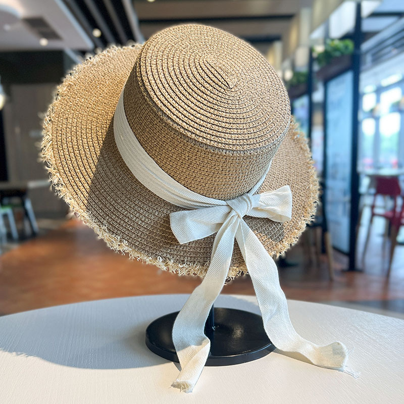 Cappello da sole in paglia raffia stile hepburn donna spiaggia_voghion.com