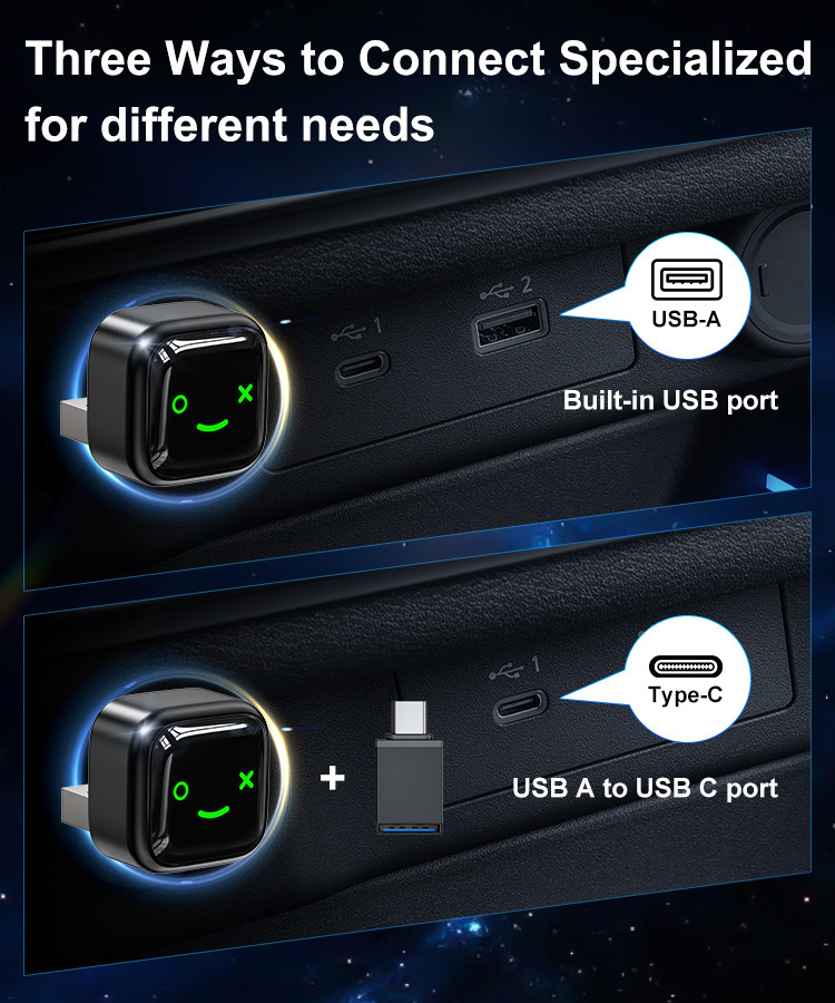 Cross-Border Factory Source: Portable 2-in-1 Wireless Carplay Smart Android Auto Box for Vehicle Connectivity