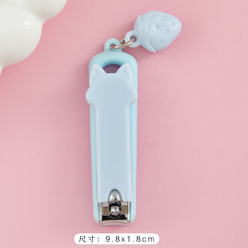 创意卡通草莓吊坠指甲刀单个便携斜口指甲剪不锈钢小号平口指甲钳|undefined