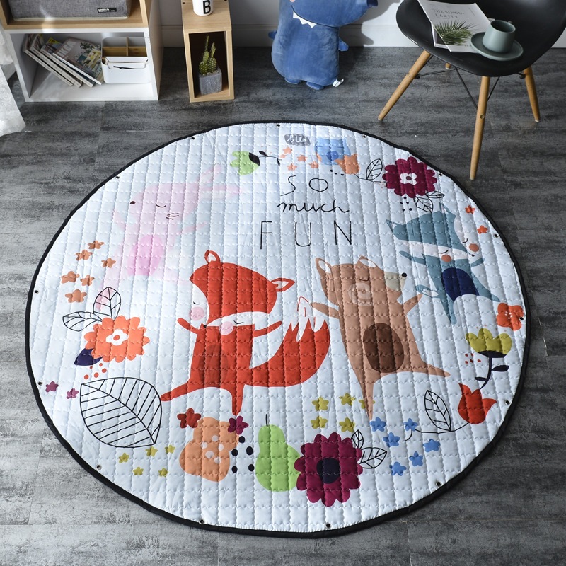 Factory Direct Sales Nordic Style Children's Floor Mats, Carpets, Kindergarten Baby Round Cartoon Toy Storage Mats
