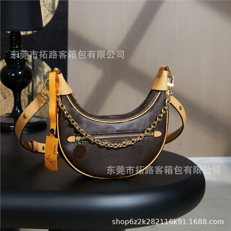 M&Lv Cross-Border Designer Classic Monogram Pea Bag Moon Bag Women's Fashion Trendy Handbag Crossbody Bag