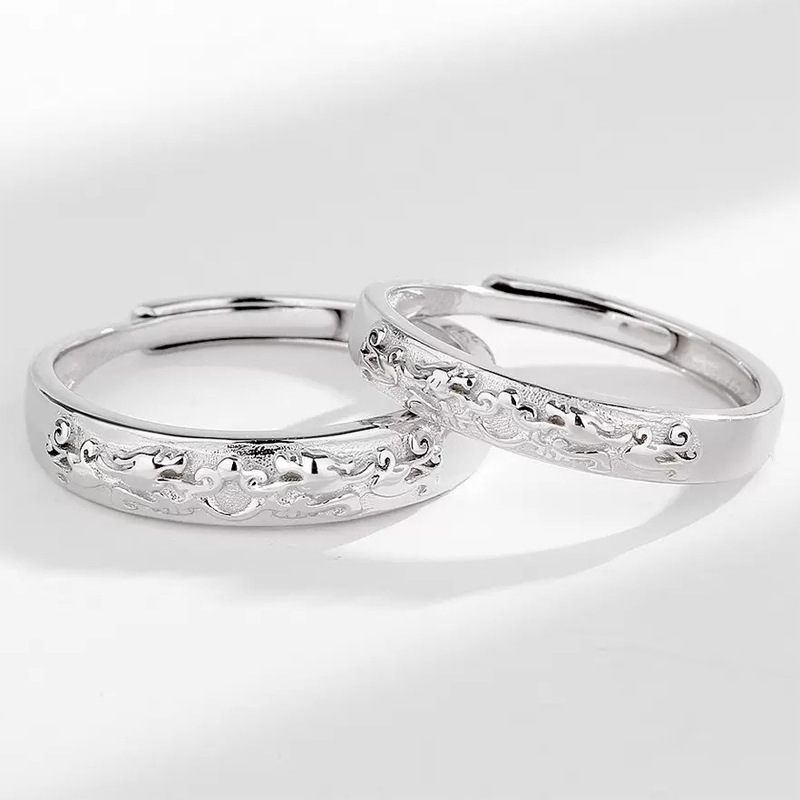 ラッキーピクシウス カップルリング 男女ペア インズ ニッチデザイン コールドスタイル エンボス加工 立体感 シンプル 無地リング|undefined