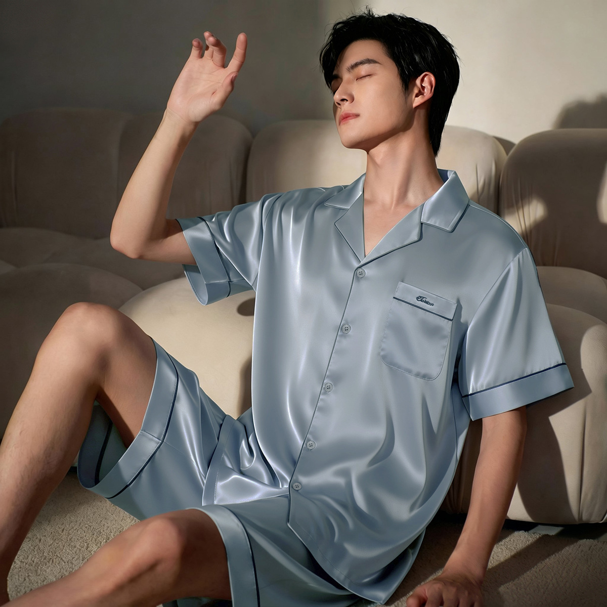 새틴 솔리드 글레이셔 블루