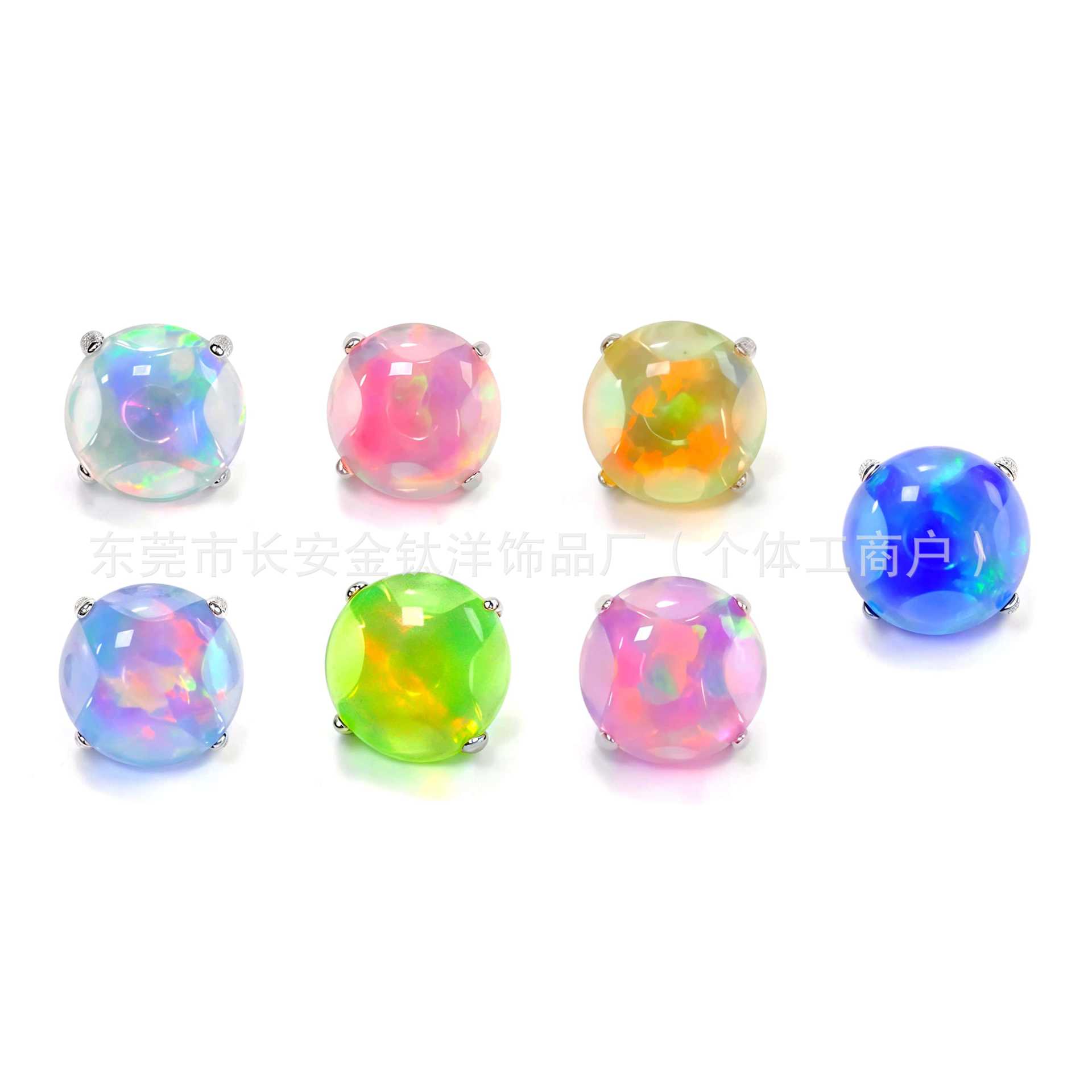 F136 Titanium Flat Back Claw Inlaid Aurora Jelly Opal Labret Stud Earring Cartilage Piercing Jewelry detail image 8