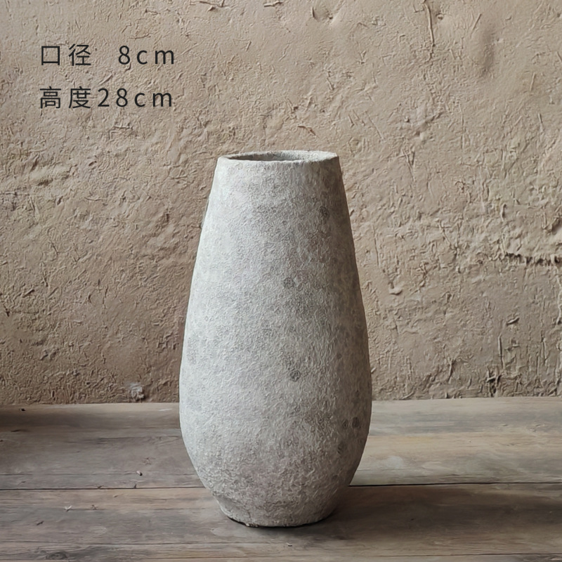中国式のレトロな手作りの粗い陶器の花瓶の陶磁器の大きい腹の花器の大きいサイズの客間の玄関の装飾品の置物の卸売り|undefined