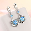 Long blue earrings, simple and elegant design, internet celebrity, flowered