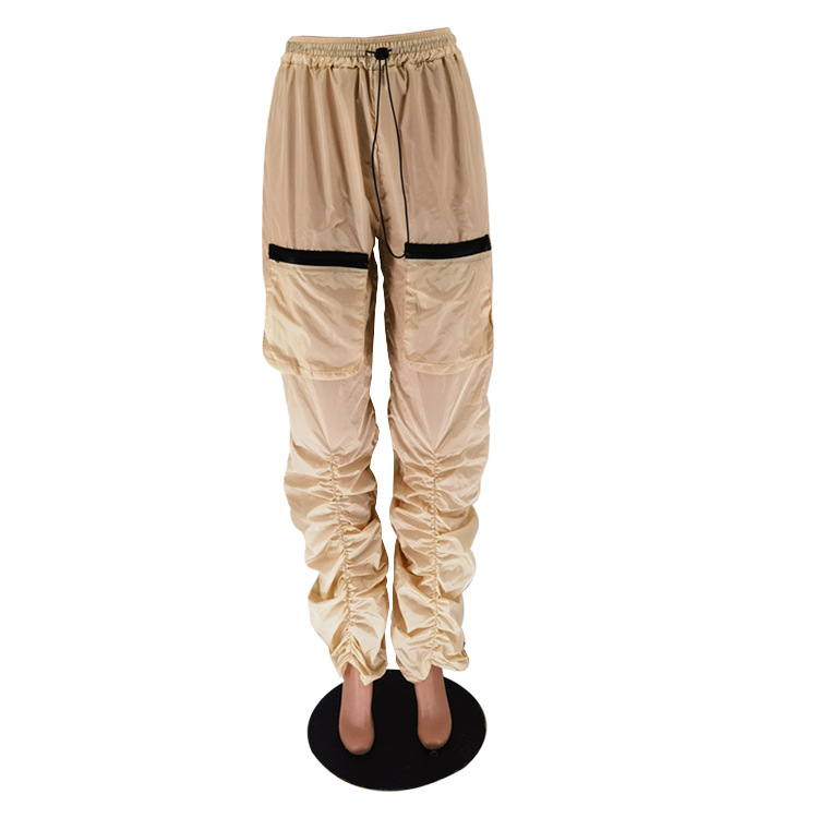 210g Weight Full Length Pants Length Spandex, Polyester Fabric Type Mid Waist Waist Line Cargo Pants Pants Type Micro-Elastic Elasticity Street Occasion Comfort Function Loose Version Solid Color Pattern Spring, Autumn Season Women's Gender Pocket Design Casual Style Women's Street Casual Solid Color Full Length Pocket Cargo Pants 7