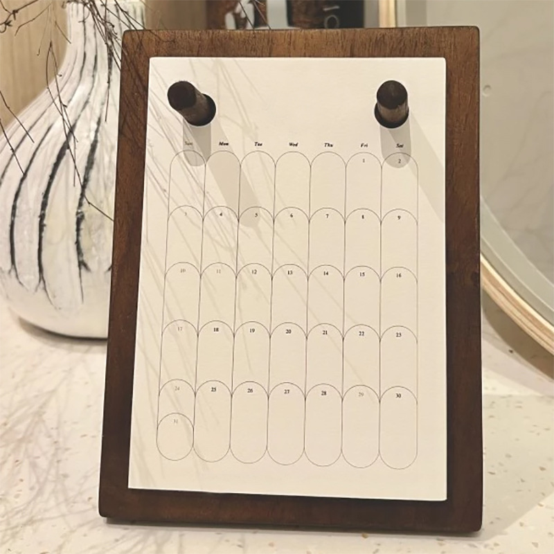 calendario de escritorio de madera 2025 nuevo año de serpiente calendario de escritorio marco de calendario de escritorio base de regalo de promoción de fábrica calendario marco