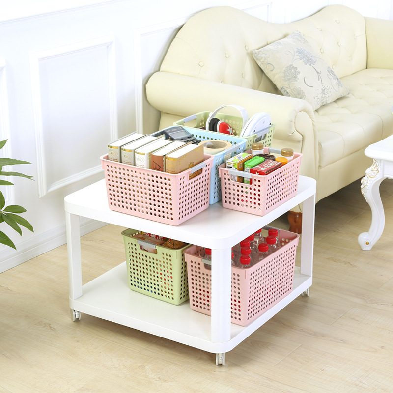 Cesta de almacenamiento de plástico mesa caja de almacenamiento de artículos diversos rectangular jardín de infantes bocadillos juguetes cesto de almacenamiento de artículos pequeña cesta
